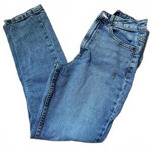 ASOS High Waist Slim Straight Leg Mom Jeans Pants Mid Blue Denim GUC Size 25